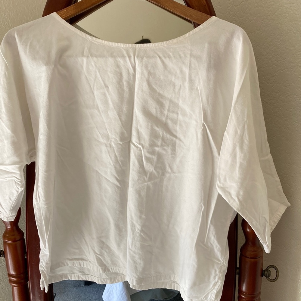 Me & Arrow bamboo and cotton white dolman 3/4 sleeve top